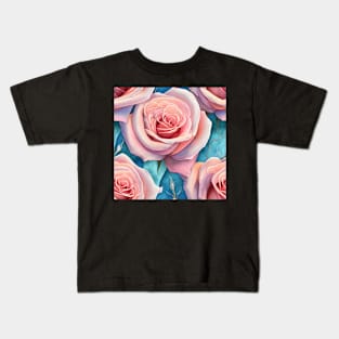 Watercolor rose pattern design Kids T-Shirt